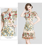 Fashion Runway Handcrafted Summer Dress Women's Flare Sleeve Floral Embroidery Elegant Mesh Hollow Out Mini Dresses - Alexel Crafts