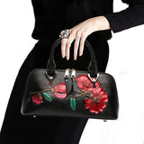 Floral Elegance Cowhide Leather Shoulder Bag | Handcrafted Embossed Banquet Bag - Alexel Crafts