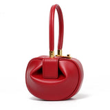 Genuine Leather Designer Round Handbag, Fashion Dumpling Pouch, Lady Elegant Lock Leather Bag, Leather Doctor Bag, Christmas Gift For Her - Alexel Crafts