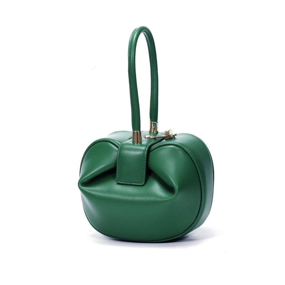 Genuine Leather Designer Round Handbag, Fashion Dumpling Pouch, Lady Elegant Lock Leather Bag, Leather Doctor Bag, Christmas Gift For Her - Alexel Crafts