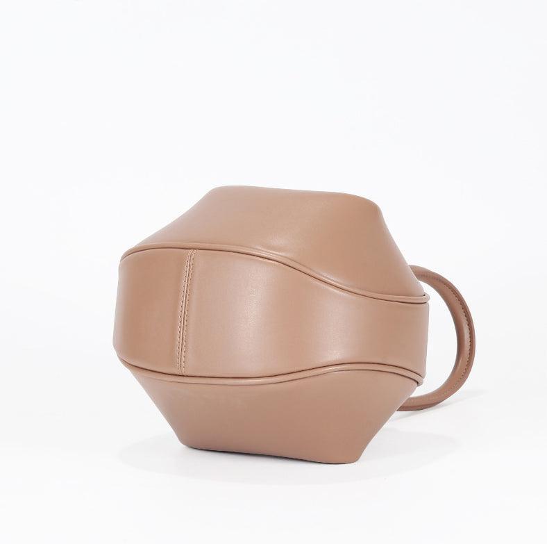 Genuine Leather Designer Round Handbag, Fashion Dumpling Pouch, Lady Elegant Lock Leather Bag, Leather Doctor Bag, Christmas Gift For Her - Alexel Crafts