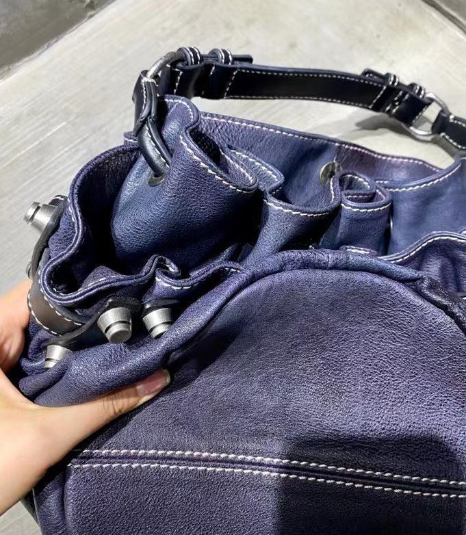 Handcrafted Bohemian Vintage Italian Leather Drawstring Bucket Shoulder Bag | A Perfect Gift for Her - Alexel Crafts