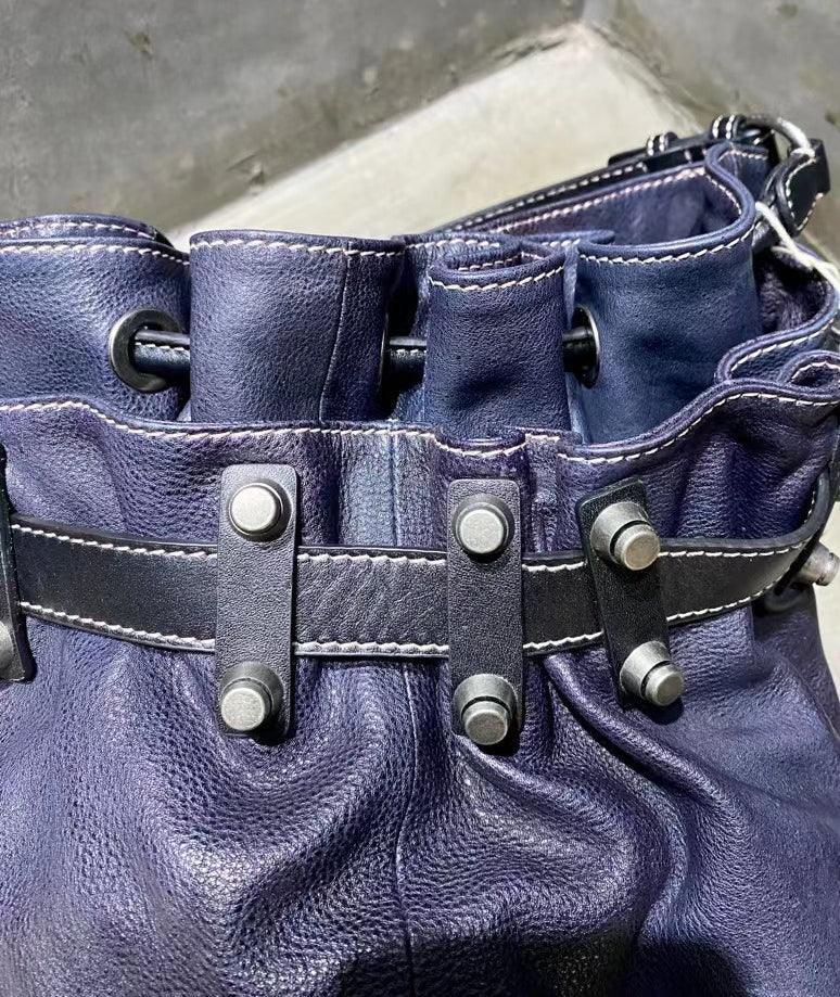 Handcrafted Bohemian Vintage Italian Leather Drawstring Bucket Shoulder Bag | A Perfect Gift for Her - Alexel Crafts