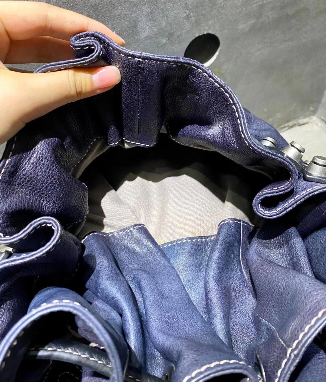 Handcrafted Bohemian Vintage Italian Leather Drawstring Bucket Shoulder Bag | A Perfect Gift for Her - Alexel Crafts