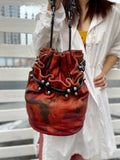 Handcrafted Bohemian Vintage Italian Leather Drawstring Bucket Shoulder Bag | A Perfect Gift for Her - Alexel Crafts