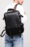 Genuine Full Grain Cowhide Leather Backpack for Men — Handmade Large Travel & Laptop Rucksack | 2 Sizes, 4 Colours | Tactical Buckle Design