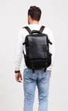 Genuine Full Grain Cowhide Leather Backpack for Men — Handmade Large Travel & Laptop Rucksack | 2 Sizes, 4 Colours | Tactical Buckle Design