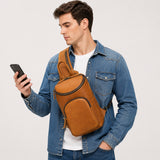 Men's Crazy Horse Leather Vintage Sling Bag — Handmade 3-Way Carry Chest / Shoulder / Backpack