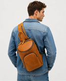 Men's Crazy Horse Leather Vintage Sling Bag — Handmade 3-Way Carry Chest / Shoulder / Backpack
