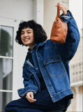 Vintage Leather Knot-Handle Bucket Bag | Handmade Soft Cowhide Mini Handbag