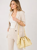Quilted Diamond Leather Drawstring Hobo Bag – Gold Chain Strap | Lambskin & Cowhide Shoulder Bag for Women