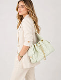 Quilted Diamond Leather Drawstring Hobo Bag – Gold Chain Strap | Lambskin & Cowhide Shoulder Bag for Women