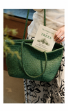 Handwoven Basket Tote Bag | Vegetable-Tanned Italian Cowhide Hand-Carry Bag | Minimalist Summer Commuter Style