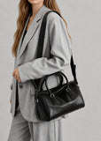 Women's Vegetable-Tanned Cowhide Leather Boston Bag | Vintage Pillow Tote | Top Handle Shoulder Crossbody Handbag in Two Sizes