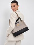 Quilted Lambskin and Suede Leather Chain Tote Bag | Women's Vintage Two-Tone Shoulder & Crossbody Bag