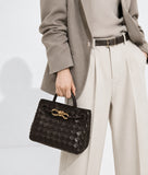 Small Lambskin Leather Knotted Intrecciato Shoulder Bag | Woven Handbag With Metal Buckle, Daily Fashion Designer Bag, Woven Shoulder Purse - Image 8
