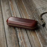 Vintage Leather Glasses Case | Cowhide Leather Zip Eyewear Case
