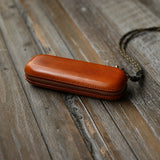 Vintage Leather Glasses Case | Cowhide Leather Zip Eyewear Case