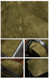 Nubuck Full Grain Leather Tote Bag | Men's Large Color-Block Shoulder & Crossbody Bag