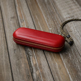 Vintage Leather Glasses Case | Cowhide Leather Zip Eyewear Case
