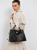 Quilted Lambskin and Suede Leather Chain Tote Bag | Women's Vintage Two-Tone Shoulder & Crossbody Bag
