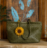 Handwoven Basket Tote Bag | Vegetable-Tanned Italian Cowhide Hand-Carry Bag | Minimalist Summer Commuter Style