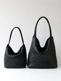 Women's Handwoven Vegan Leather Hobo Tote Bag | Intrecciato Shoulder Bag | Two Sizes | Lightweight Everyday Handbag for Women