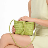 Handwoven Italian Cowhide Leather Crossbody Bag for Women | Artisan Woven Shoulder Bag with Tassel & Drawstring Pouch | 8 Colours | Casual Daily & Weekend Ba