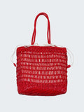 Handwoven Leather Tote Bag | Full Grain Cowhide Open Weave Shoulder Bag | Large Basket Tote | Boho Leather Handbag