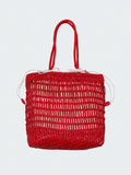 Handwoven Leather Tote Bag | Full Grain Cowhide Open Weave Shoulder Bag | Large Basket Tote | Boho Leather Handbag