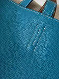 Reversible Full Grain Togo Leather Tote Bag | Two-Tone Everyday Carry Bag