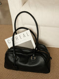 Full Grain Leather Bowling Bag – Handcrafted Structured Boston Shoulder Bag | Cowhide Top Handle Handbag