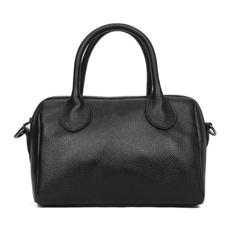 Italy Grain Leather Boston Bag, Minimalist Leather Shoulder Bag, Lady Fashion Crossbody Bag, Everyday Designer Bag, Small Boston Purse - Alexel Crafts