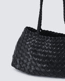 Italy Leather Woven Bag Hobo Trapezoidal Shoulder Bag (Long Handle) | New Style Summer Beach Bag Full Grain Leather Triple Jump Bamboo HandBag, Handcrafted Basket Bag - Alexel Crafts