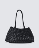 Italy Leather Woven Bag Hobo Trapezoidal Shoulder Bag (Long Handle) | New Style Summer Beach Bag Full Grain Leather Triple Jump Bamboo HandBag, Handcrafted Basket Bag - Alexel Crafts