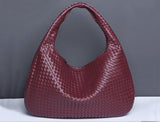 Lambskin Hobo Bag | Italian Leather Handbag | Large Handwoven Laptop Bag, Woven Dumpling Bag, Leather Tote Bag, Black, Blue Working Bag