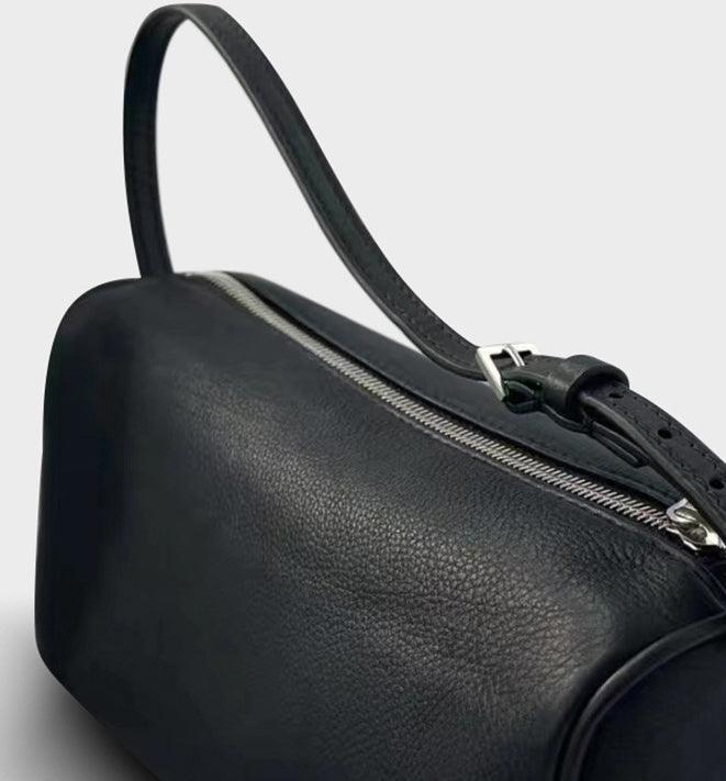 Lambskin Leather Boston Bag, Mini Designer Bag, Leather Box Bag, Classic Leather Handbag, Minimalist Genuine Leather Purse - Alexel Crafts