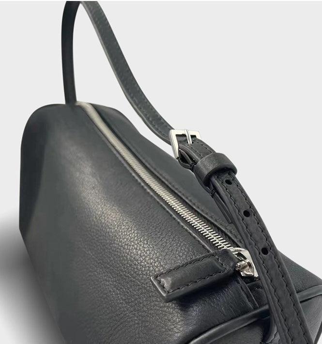 Lambskin Leather Boston Bag, Mini Designer Bag, Leather Box Bag, Classic Leather Handbag, Minimalist Genuine Leather Purse - Alexel Crafts