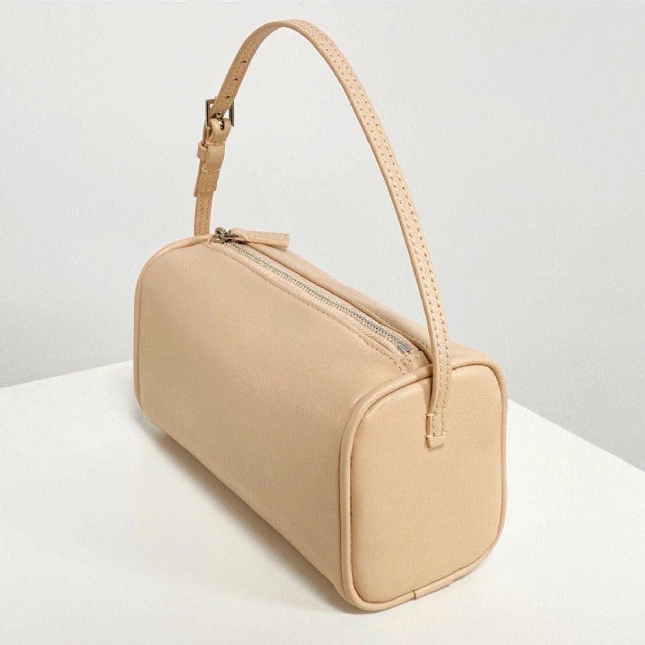 Lambskin Leather Boston Bag, Mini Designer Bag, Leather Box Bag, Classic Leather Handbag, Minimalist Genuine Leather Purse - Alexel Crafts