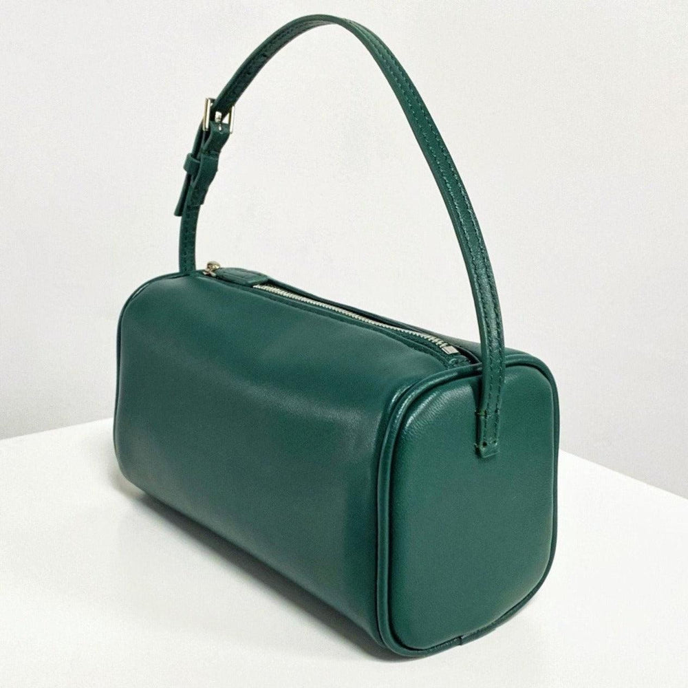 Lambskin Leather Boston Bag, Mini Designer Bag, Leather Box Bag, Classic Leather Handbag, Minimalist Genuine Leather Purse - Alexel Crafts