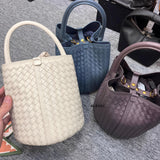 Lambskin Leather Bucket Bag Handwoven, Small Shoulder Bag, Woven Purse Women Classic bag Crossbody Designer Bag, Birthday Gift For Her - Alexel Crafts