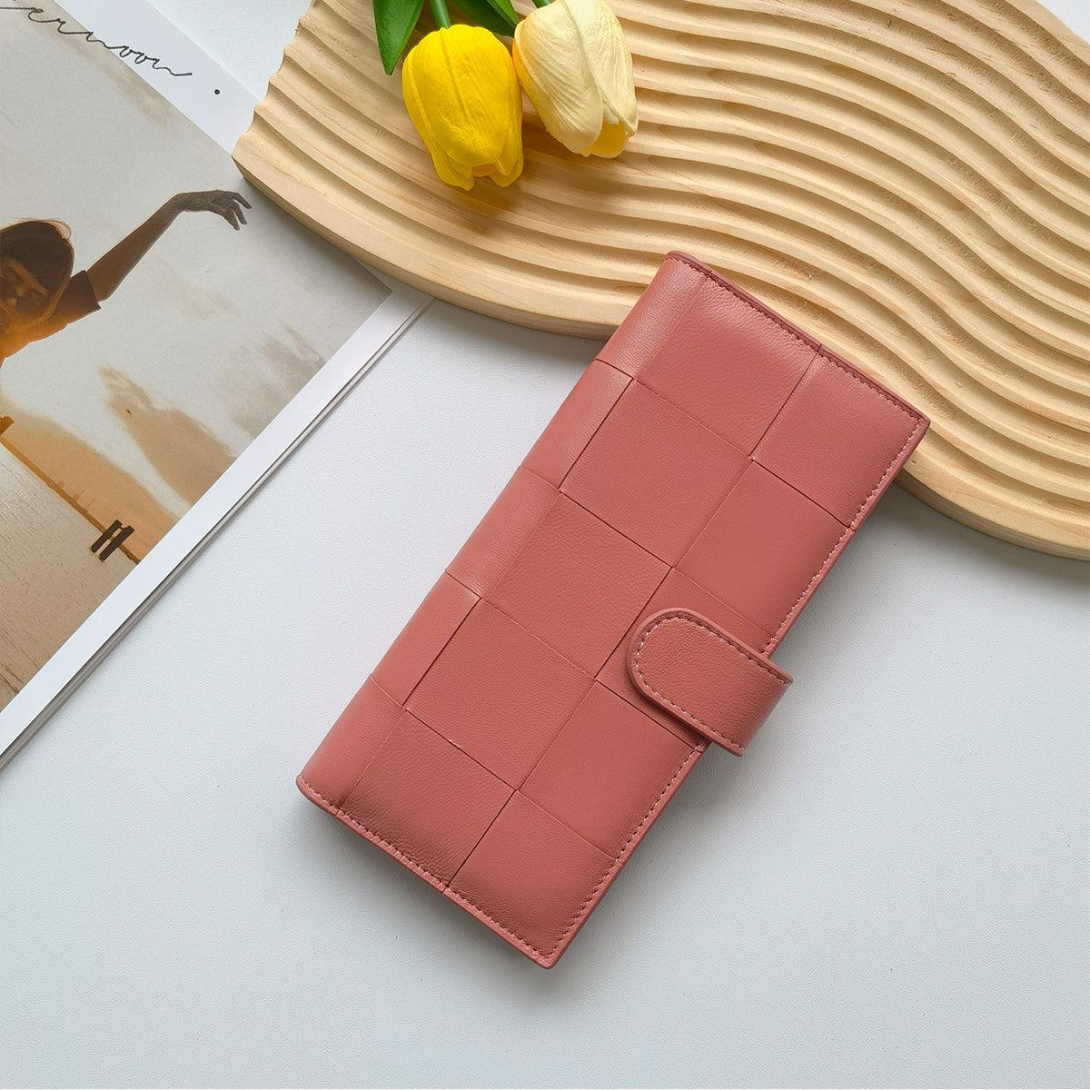 Lambskin Leather Interwoven Wallet, Women Woven Leather Cards Holder, Handcrafted Trifold Wallet, Designer Wallet, Women Purse, Gift For Her - Alexel Crafts