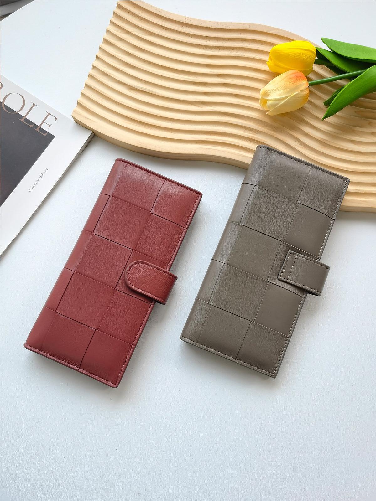 Lambskin Leather Interwoven Wallet, Women Woven Leather Cards Holder, Handcrafted Trifold Wallet, Designer Wallet, Women Purse, Gift For Her - Alexel Crafts