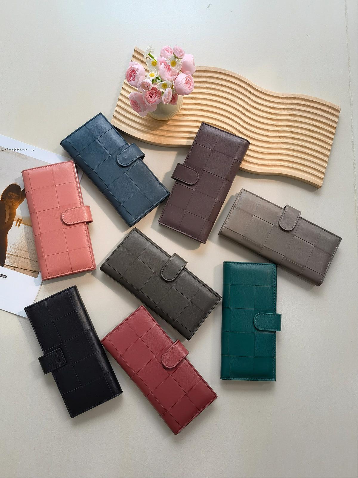 Lambskin Leather Interwoven Wallet, Women Woven Leather Cards Holder, Handcrafted Trifold Wallet, Designer Wallet, Women Purse, Gift For Her - Alexel Crafts