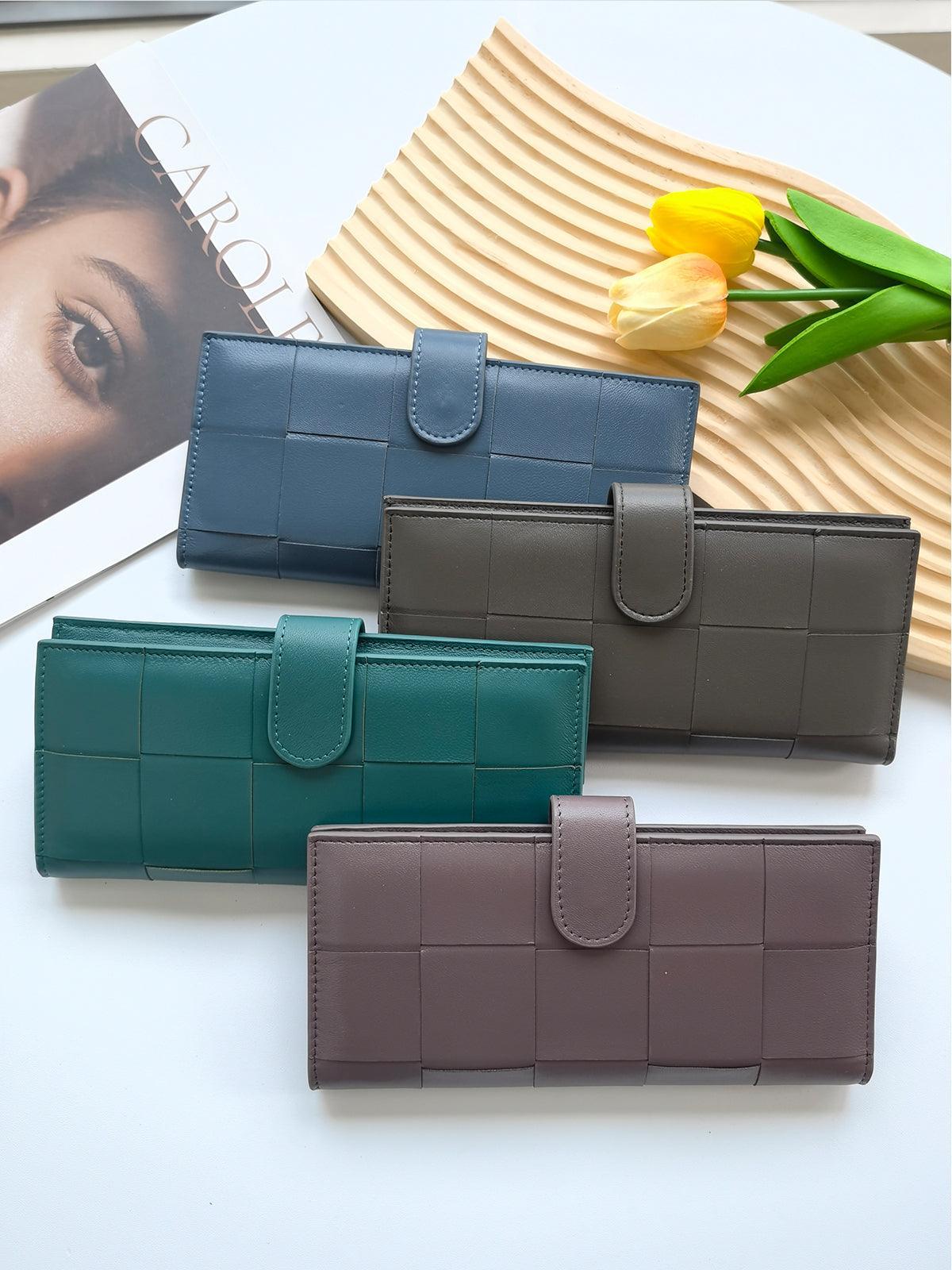 Lambskin Leather Interwoven Wallet, Women Woven Leather Cards Holder, Handcrafted Trifold Wallet, Designer Wallet, Women Purse, Gift For Her - Alexel Crafts