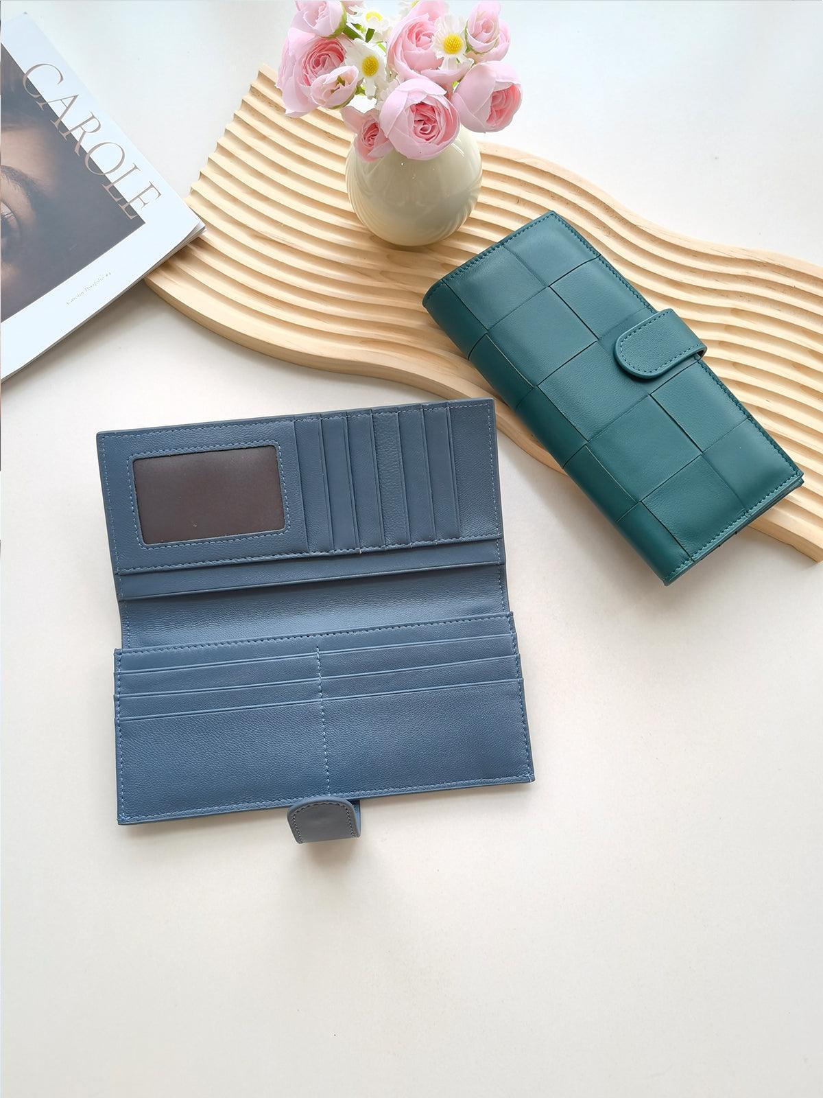 Lambskin Leather Interwoven Wallet, Women Woven Leather Cards Holder, Handcrafted Trifold Wallet, Designer Wallet, Women Purse, Gift For Her - Alexel Crafts