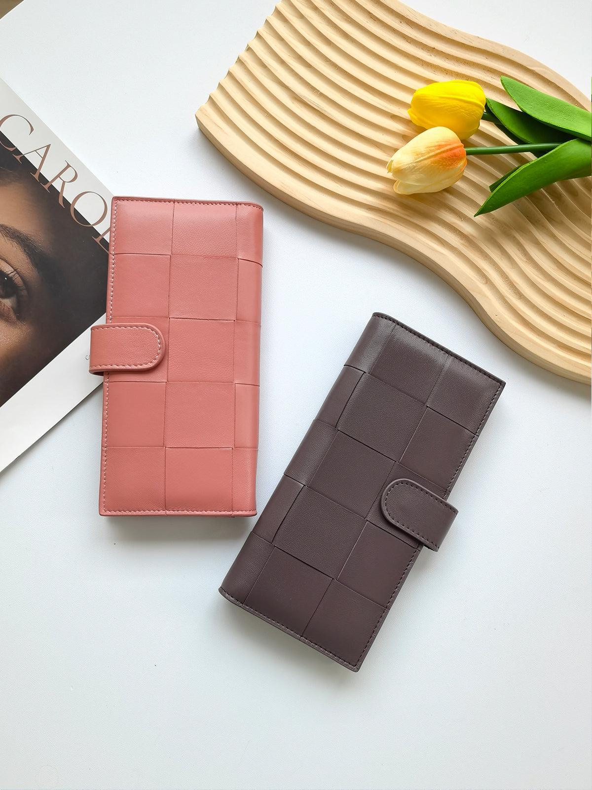 Lambskin Leather Interwoven Wallet, Women Woven Leather Cards Holder, Handcrafted Trifold Wallet, Designer Wallet, Women Purse, Gift For Her - Alexel Crafts