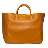 Large Designer Leather Tote Bag | Cowhide Leather Classic Bag | Must-have Fashion DesignerBag | Leather Weekend Bag|Christmas gifts