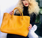 Large Designer Leather Tote Bag | Cowhide Leather Classic Bag | Must-have Fashion DesignerBag | Leather Weekend Bag|Christmas gifts