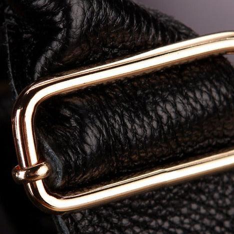 Large Elegant Cowhide Leather Shoulder Bag with Leopard Print Accent, Fashion Leather Handbag - Alexel Crafts